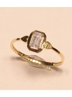 Güler Kuyumculuk Altın Minimal Baget Taşlı Yüzük