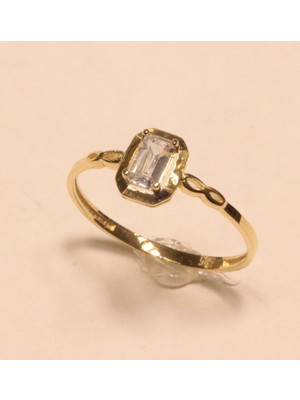 Güler Kuyumculuk Altın Baget Taşlı Minimal Yüzük