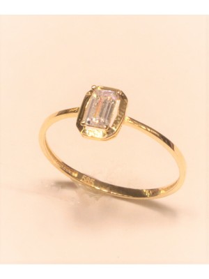 Güler Kuyumculuk Altın Baget Taşlı Minimal Yüzük