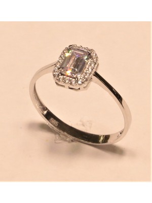 Güler Kuyumculuk Beyaz Altın Baget Taşlı Yüzük