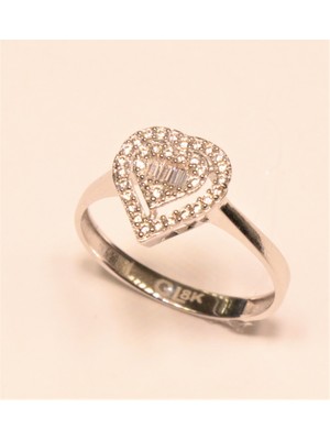 Güler Kuyumculuk Altın Kalpli Baget Taşlı Yüzük