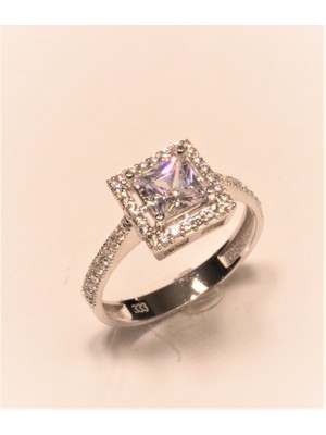 Güler Kuyumculuk Beyaz Altın Baget Taşlı Yüzük