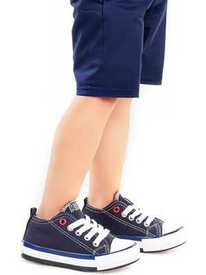 Kiko Kids Tinna Bağcıklı Erkek Bebek Keten Spor Ayakkabı Lacivert