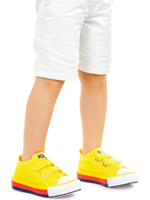 Kiko Kids Linen Cırtlı Erkek Bebek Keten Spor Ayakkabı Sarı
