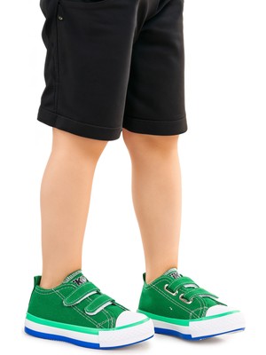 Kiko Kids Linen Cırtlı Erkek Bebek Keten Spor Ayakkabı Yeşil
