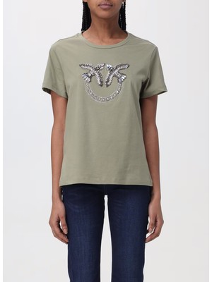 Pinko Yuvarlak Yaka Baskılı Siyah Kadın T-Shirt 100535A1R7