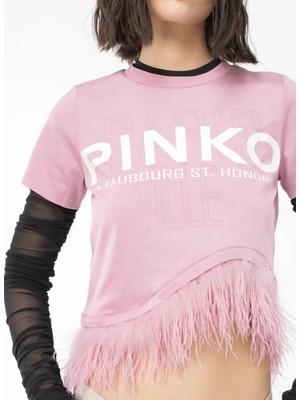 Pinko Yuvarlak Yaka Baskılı Siyah Kadın T-Shirt 103130A1LV