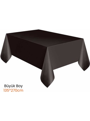 Plastik Kullan At Büyük Boy Siyah Renk Masa Örtüsü 135*270CM