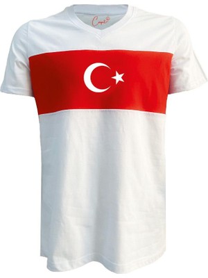 Çapıt Pamuk Standart Kesim Milli Takım Forması V Yaka Tişört