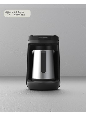 English Home Tkm 6001 Çelik Cezve Çift Taşım Türk Kahvesi Makinesi Siyah-Krom
