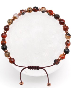 Alibaba Doğaltaş Akik Doğal Taş Makrome Örme Bileklik Fasetli Küre Kesim