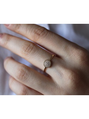 Güler Kuyumculuk Altın Minimal Yuvarlak Taşlı Yüzük