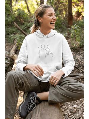 Populus Sarılan Sevgili/çift/arkadaşlık 2'li Kapşonlu Sweatshirt Seti