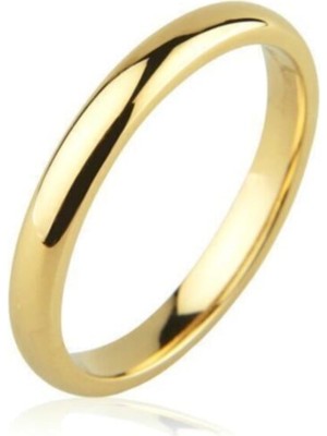 Güler Kuyumculuk 8 Ayar Altın Düz Bombeli Alyans Parlak Altın Kadınlar İçin Şık Tasarım