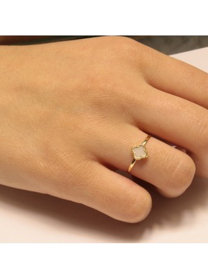 Güler Kuyumculuk Altın Yonca Model Minimal Yüzük