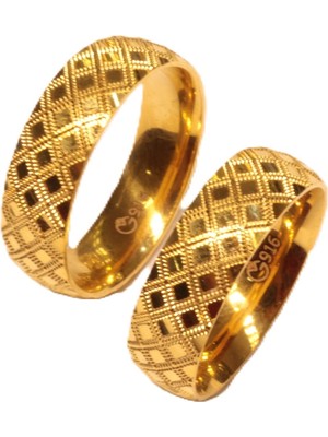 Güler Kuyumculuk 22 Ayar Altın Taşsız Desenli Alyans