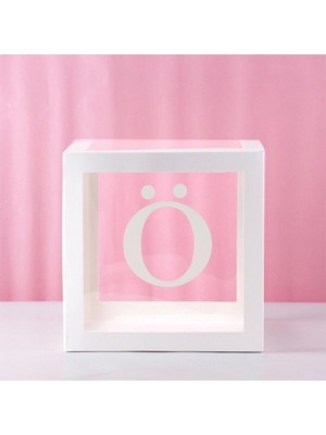 Ö Harfli Beyaz Şeffaf Balon Kutusu 25X25 cm