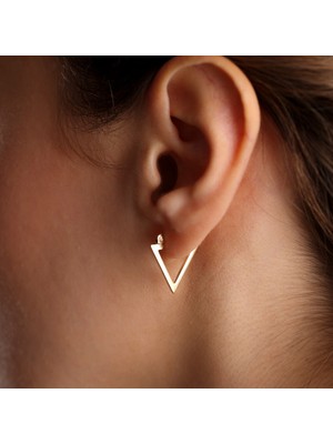 Güler Kuyumculuk Altın Üçgen Taşsız  Küpe