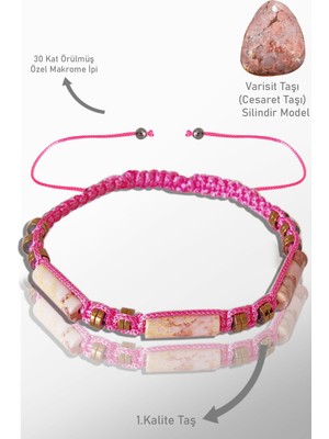 Tesbih Atölyesi Sertifikalı Gerçek Hematit - Pembe Varisit Taşı Bileklik - Ayarlamalı