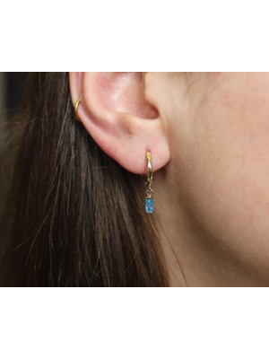 Güler Kuyumculuk Mavi Taşlı Prenses Küpe