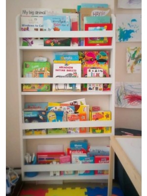 Decomira Montessori Çocuk Odası Eğitici Kitaplık 4 Raflı 120X74