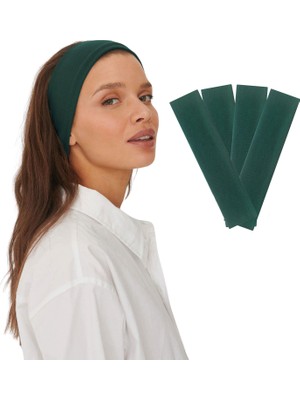 Salvia Dione 4'lü Saç Bandı Seti - Kombin Esnek Kaymaz Günlük Moda Kadın ve Erkek Yoga Pilates Tenis Koşu Trekking Squat Fitness Spor Saç Bantları - Makyaj Yüz Yıkama Cilt Bakımı 4'lü Saç Bandı Seti Koyu Yeşil