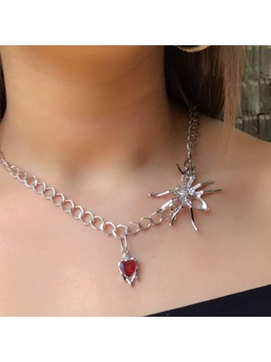 Dükkan Design Melting Heart Spider Gothic Kolye