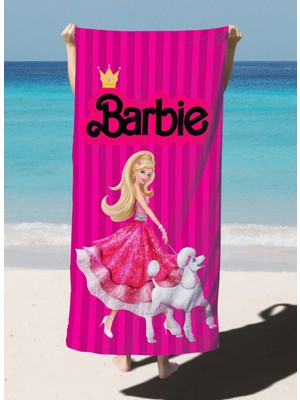 Barbie Desenli Dijital Baskılı Plaj Banyo Havlusu