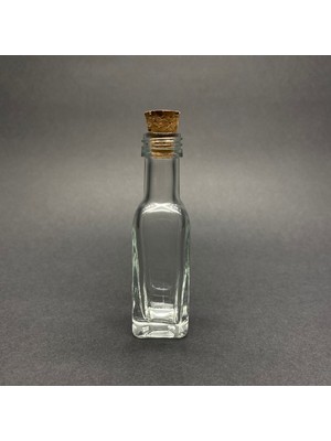 Labshop41 20 ml Köşeli Cam Şişe , Mantar Tıpalı , 20 cc Mantarlı Cam Şişe  x 10 Adet