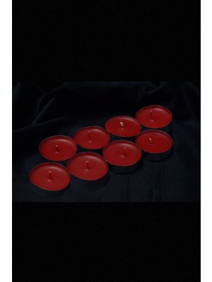 ARBUQ Concept Küçük Standart Tealight Mum 8'li Kokusuz Kırmızı Renkli-%100 Doğal Soya Wax