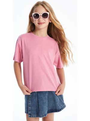 Dexia Natal Düz - Düz Örme T-Shirt - Pembe