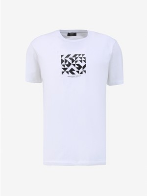 People By Fabrika Bisiklet Yaka Baskılı Beyaz Erkek T-Shirt PBF4SM-TST5074