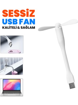 Güncel Çarşı 1 Adet Taşınabilir Esnek Sessiz USB Mini Fan Pervane, Küçük Vantilatör, Serinletici, El Fanı