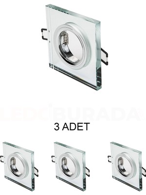 Cata CT-6556 Sardunya Dekoratif Cam Spot Kasası - 3’lü Paket