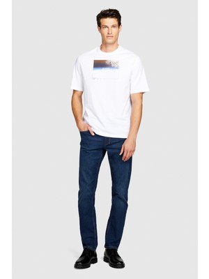 Sisley %100 Koton Tematik Baskılı T-Shirt Erkek Beyaz T-Shirt - 323A3096S102Q