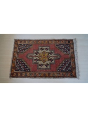 DesignEv 112X180 cm Eski El Dokuma Türk Yün Halı Soft Renkli Küçük Ev Dekoratif Kilim