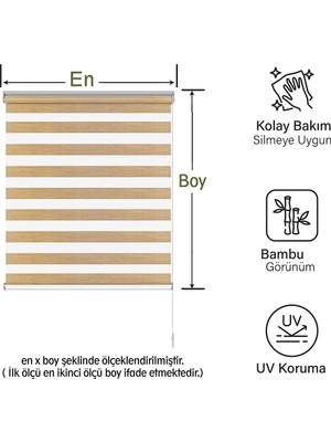 Mekstor Soft Bamboo Krem Bej Kırçıllı Zebra Perde ( Etek Düz )