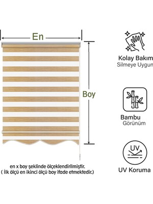 Mekstor Soft Bamboo Krem Bej Kırçıllı Zebra Perde ( Etek Düz )