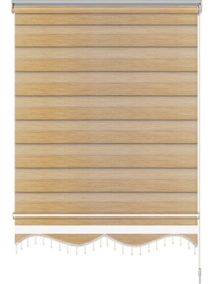 Mekstor Soft Bamboo Krem Bej Kırçıllı Zebra Perde ( Etek Boncuklu )