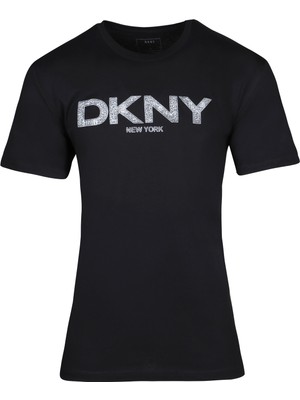 Dkny Metallıc Puff Logo Erkek T-Shırt M2810013-BLK