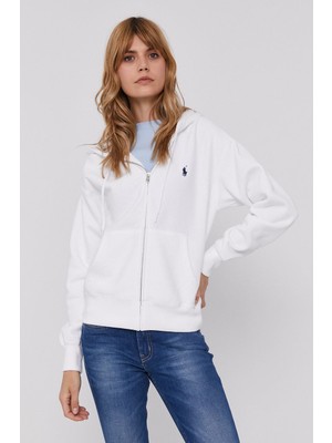 Polo Ralph Lauren Kadın Sweatshirt Düz Desenli Uzun Kol Bisiklet Yaka Üst