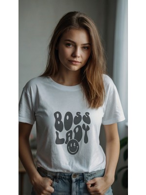 Baskiup Kadın Baskılı Desenli T-Shirt  Kadın Tişört