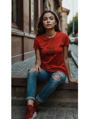 Baskiup Kadın Baskılı Desenli T-Shirt Kadın Tişört