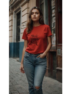 Baskiup Kadın Baskılı Desenli T-Shirt Kadın Tişört