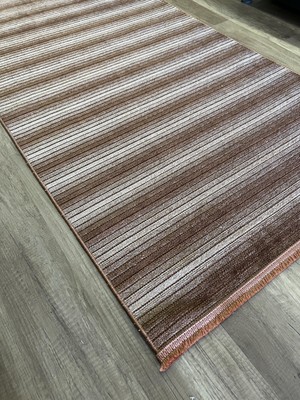 Bej-Kahverengi Çizgisel Desenli Kilim - Dekoratif Yolluk - Luxess Halı Cool 402