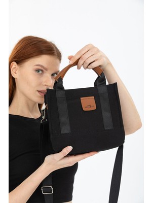 Tekno Trust 0 -1  L Kadın Siyah Kanvas Çapraz Askılı Mini The Tote Bag El Omuz Çanta Siyah Tüm Yaş Grupları Tek