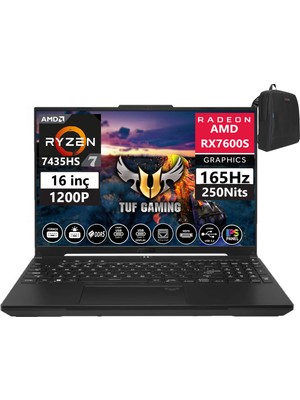 Asus Tuf Gaming A16 FA617NSR-N3056 Ryzen 7 7435HS 32GB Ddr5 Ram  1tb SSD WINDOWS11HOME 16inç Fhd+ 165Hz 8GB/RX7600S Taşınabilir BILGISAYARFA617NSR-N305622+WEBLEGELSINÇANTA