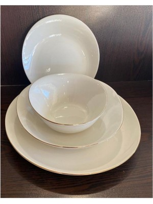 Kütahya Porselen Bone Rosa 52 Parça Yemek Takımı Altın