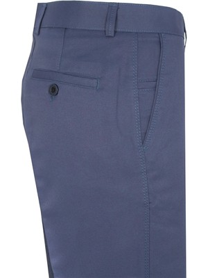 Varetta Erkek Çelik Mavi Armürlü Klasik Kesim Keten Pantolon