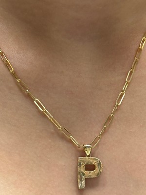 Güler Kuyumculuk Altın 3 Boyutlu P Harfli Ataç Zincir